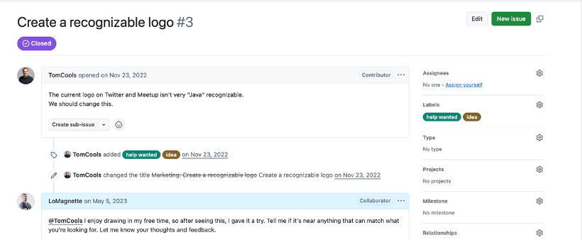 My first BeJUG issue on GitHub: the group needed a new logo.