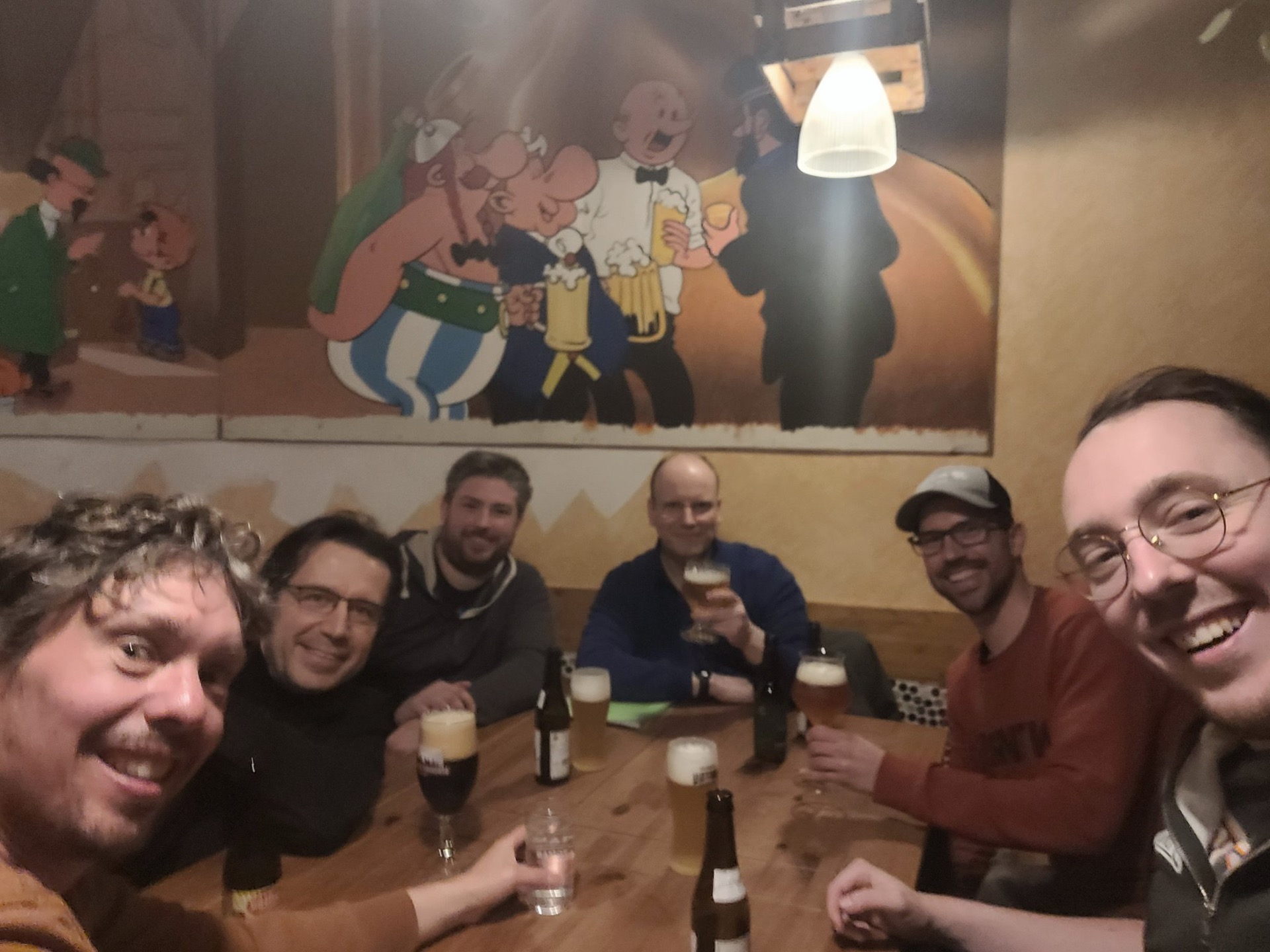 The beer that changed everything: Kevin, Tom, Ronald, and me after my first BeJUG meetup.